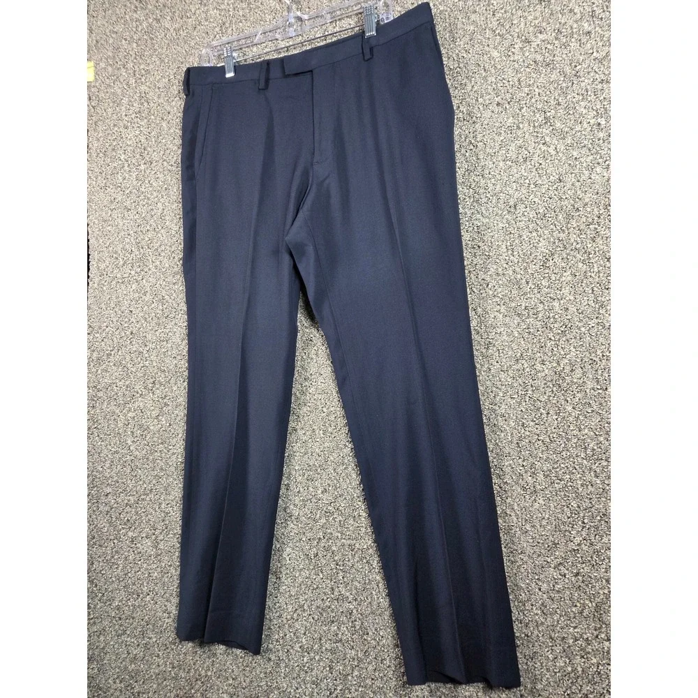 Banana Republic Dress Pants Mens 33x30 Navy Blue 100% Wool Flat Front Trousers